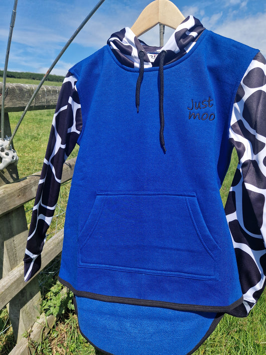 Blue Long Tail Sheering Hoodie
