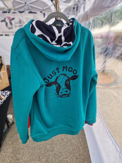 Teal Cow Print Hoodie