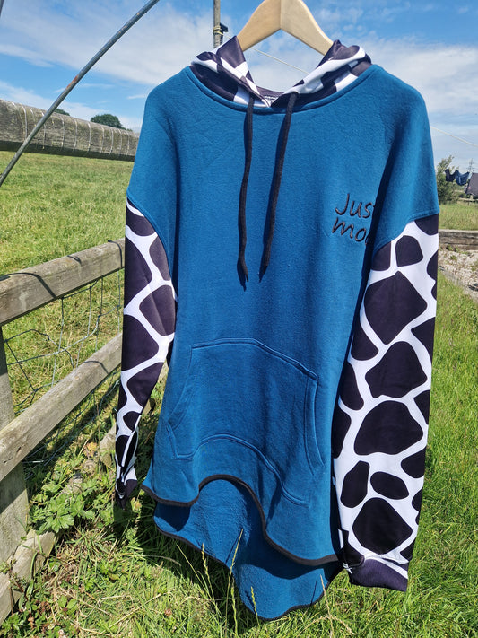 Petrol Blue Long Tail Sheering Hoodie