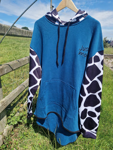 Petrol Blue Long Tail Sheering Hoodie