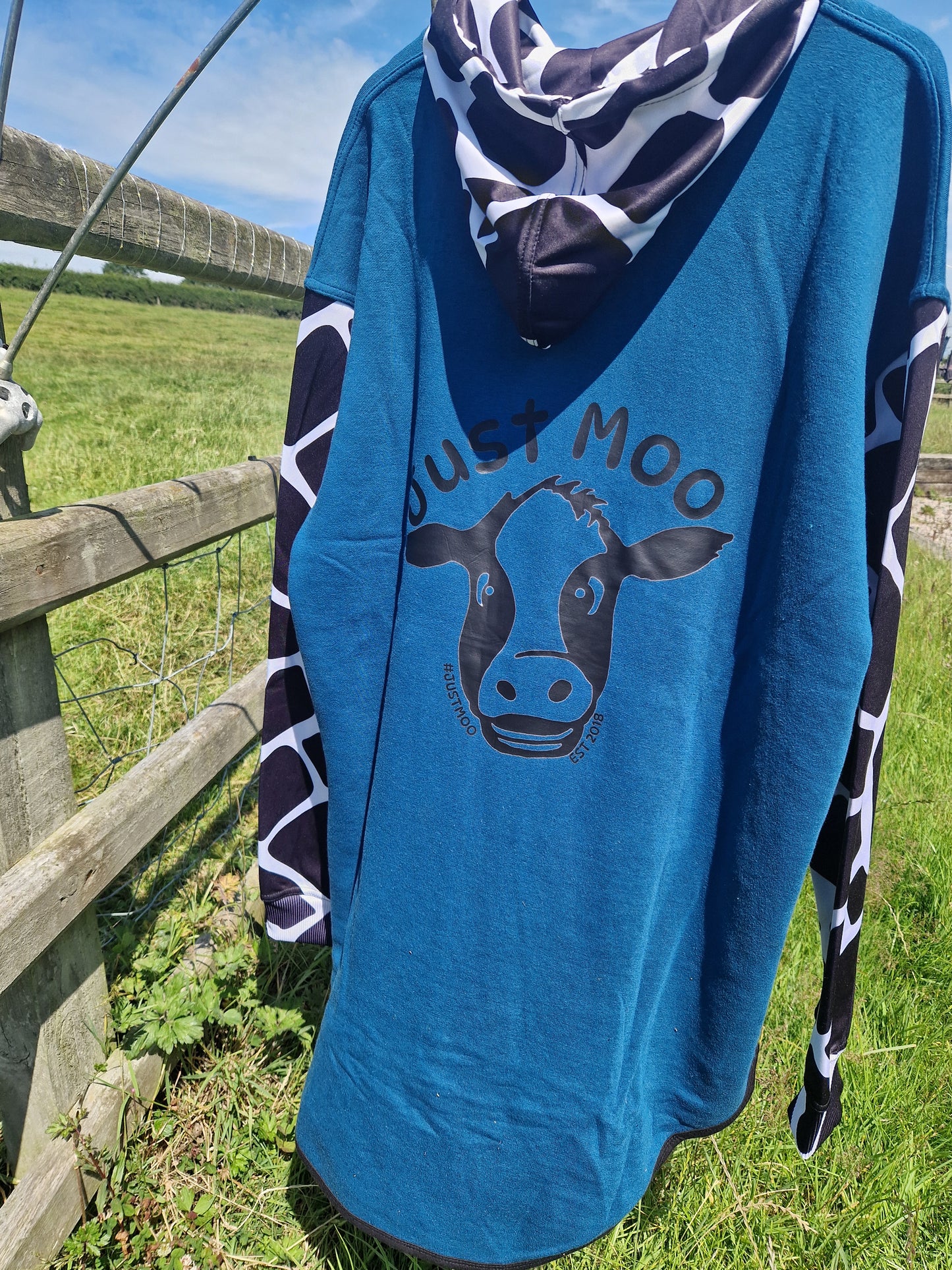 Petrol Blue Long Tail Sheering Hoodie