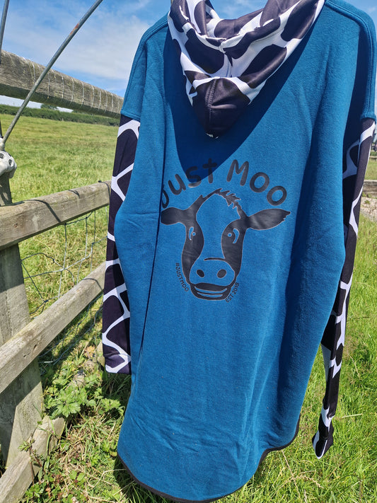Petrol Blue Long Tail Sheering Hoodie